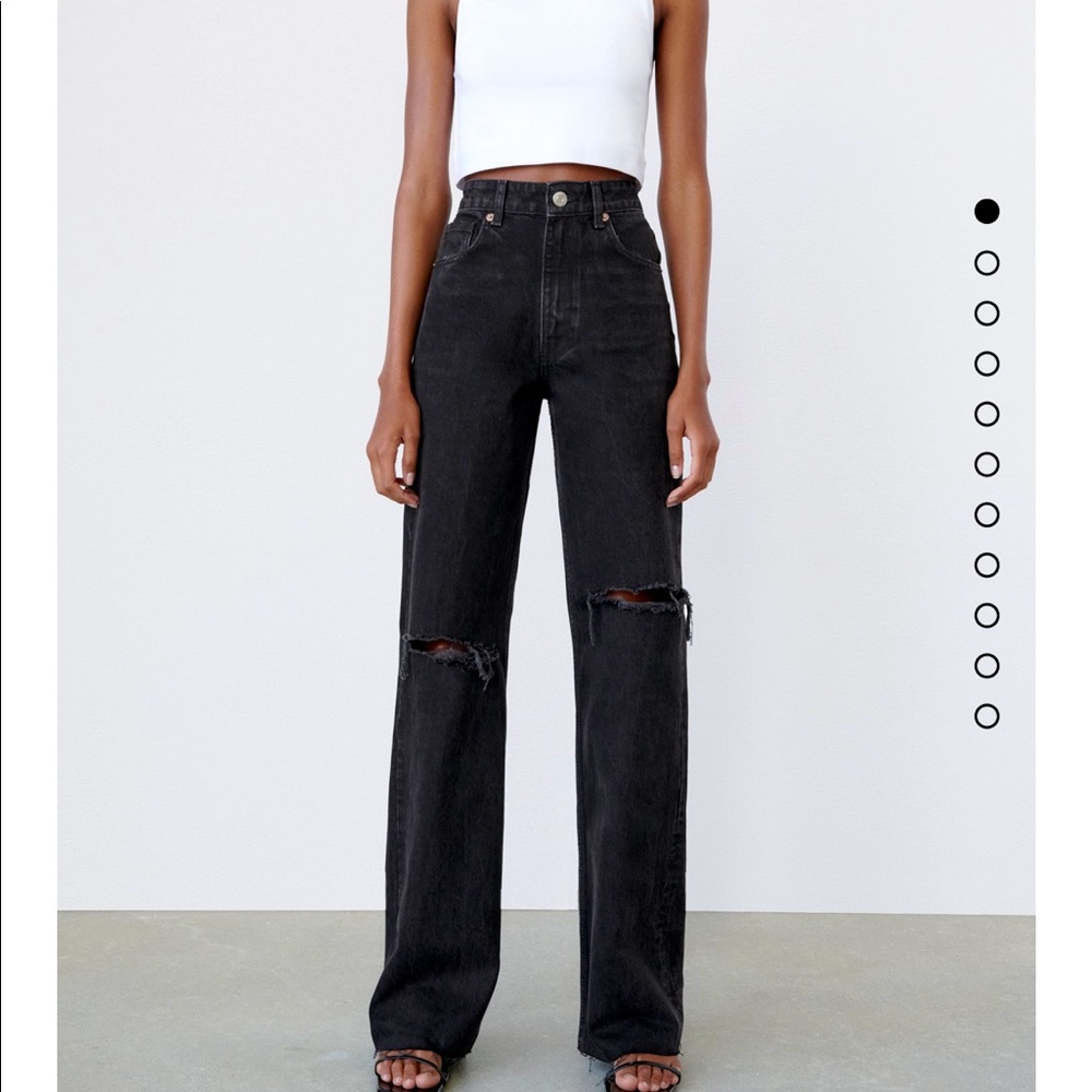 ZARA - WIDE LEG FULL LENGTH RIPPED JEANS